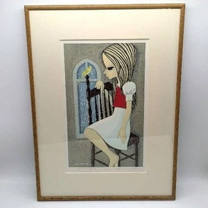 Shuzo Ikeda Holzschnitt rote Weste Kind 1985 signiert 108/300 Japan - Bild 1 von 18