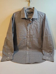 Ralph Lauren Dress Shirt Mens 2XL 18 34/35 Gray Gingham Plaid Slim Fit Non Iron - Picture 1 of 17