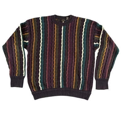 VTG 90S STRUCTURE COOGI STYLE 3D TEXTURED KNIT SWEATER 100% COTTON PULLOVER L - Image 1 of 3