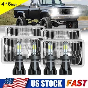 4pcs H4 HI-LO Beam 4x6" LED Headlights For Chevy Pickup C10 K10 Blazer 1981-87 - Picture 1 of 20