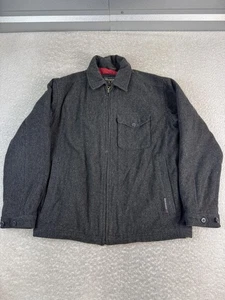 Abercrombie & Fitch Jacket Mens Large Wool Blend Charcoal Zip Quilted Lined - Picture 1 of 6