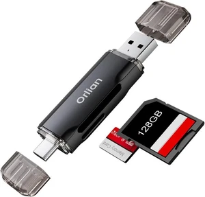 SD Card Reader USB 3.0 Dual A & C to Micro SD/SD Memory Black  - Picture 1 of 7