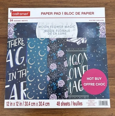 Moon Flower Magic by Craft Smart Scrapbook 12"x12" Paper Pad 48 Sheets Stars New - Image 1 of 2