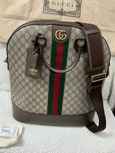 Borsa da bowling Gucci Savoy Ophidia 2Way GG Supreme rivestita in pelle tela unisex