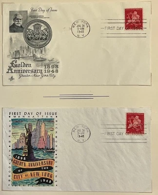 1946 NY Golden Ann 5c Airmail #C38 First Day Covers (2) - Art Craft & Fluegel - Image 1 of 3