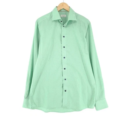Eton Men Shirt Green Contemporary Fit Check Cotton Zy7 Size 16 41 - Image 1 of 4