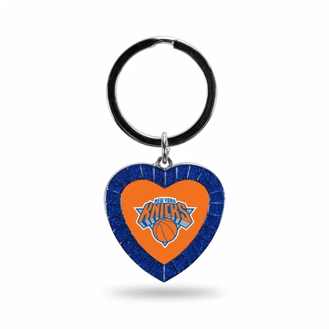 New York Knicks Keychain Rhinestone Heart Team Color Key Ring Cover