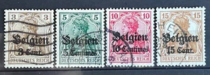 1916 ww1 German occupation of Belgium lot of 4 stamps Germania used o/print/5117 - Picture 1 of 1