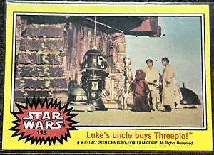 VINTAGE 1977 STAR WARS TOPPS KARTA KOLEKCJONERSKA ŻÓŁTA SERIA LUKE & WUNCLE CARD NR 193 - Zdjęcie 1 z 2
