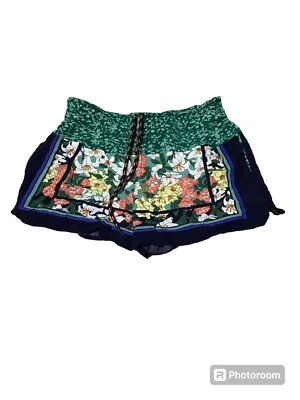 Pantalones Cortos Anthropologie Hei Hei Floral Loto Cordón Tropical Azul Verde Talla S Foto 1 de 4