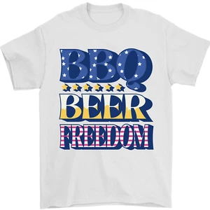 Independence Day BBQ Funny Beer 4th July Mens T-Shirt 100% Cotton - Picture 1 of 14