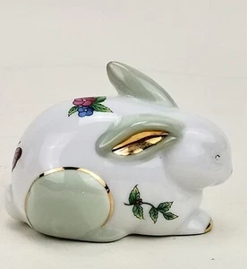 Osterhase Kaninchen Porzellan vergoldet Blumenmuster Blumen Sammlerornament - Bild 1 von 12