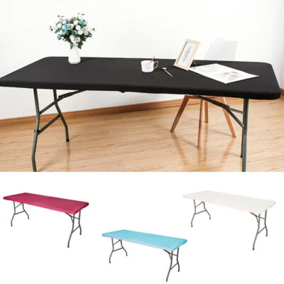 6ft Spandex Fitted Table Cover Rectangular Elastic Tablecloth for Wedding Party - Image 1 of 4