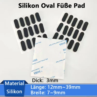 3mm Dick Ovale Silikonfüße Pad Selbstklebende Schwarz Anti-Rutsch Matte Laptop - Bild 1 von 4