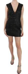 John Richmond Kleid schwarz Leder Nieten Mini-Schicht IT44/US10/L UVP $ 4600 - Bild 1 von 11