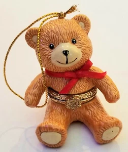 TEDDYBÄR mit Schleife klappbar Schmuck Geschenkbox Weihnachtsschmuck - Bild 1 von 3