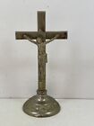 Vintage Religious Crucifix Cross Metal Body of Jesus Christ silver plate 19cm