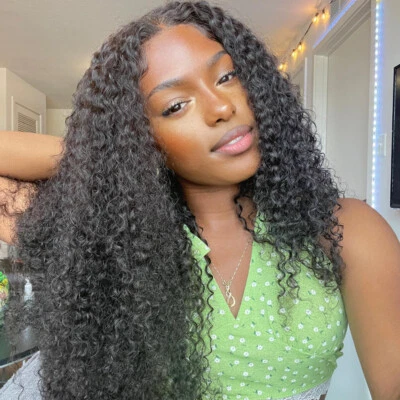 UNICE Pelucas de Cabello Humano Rizado Mongol Parte U para Mujeres Negras Clip en Media Peluca EE. UU. Foto 1 de 4