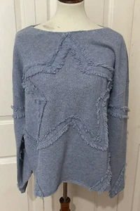 Maglione Lisa Todd Cashmere Stella Frontale Taglia Large Blu Pallido - Foto 1 di 16