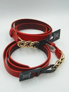 Qty 2 INC International Concepts Chain Link Buckles Red Leather Belt Women's XL - Picture 1 of 4