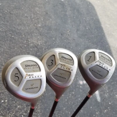 Графитовый драйвер Spalding Pro Flite большого размера средний жесткость Regular Flex набор вудов 1 3 5 - Изображение 1 из 4