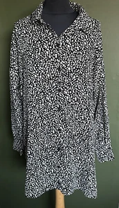 Missguided black & white spotty shirt blouse tunic size 8 uk - Picture 1 of 3