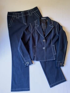 Liz Claiborne Michaela Pants 8, Lined Jacket 4 Suit Set Navy Blue RN 52002 - Picture 1 of 20