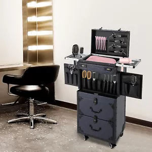 Valigetta Trucco Professionale Rotolabile Cosmetologia Valigia Metallo Beauty Viaggio - Foto 1 di 19