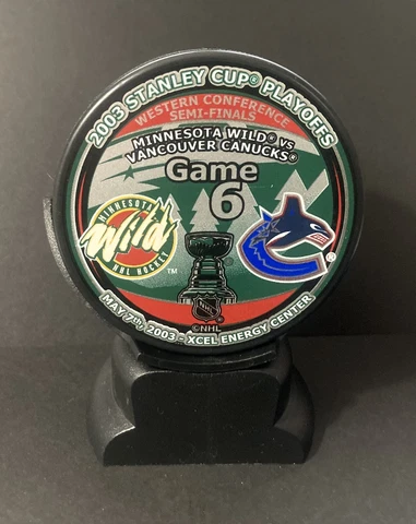 2003 Minnesota Wild Vs Vancouver Canucks Stanley Cup Playoffs Logo Puck Game 6 Cover
