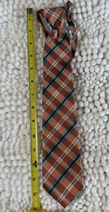 Little Boys Johnson Brothers zipper tie Orange Black/white Plaid - Picture 1 of 5