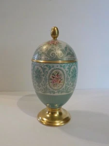 Arrigo Finzi Italy Porcelain 9.25" Lidded Urn, Pure Gold Accents - Picture 1 of 10