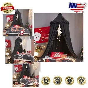 Princess Round Dome Bed Canopy - Dreamy Black Mosquito Net for Girls’ Rooms - Picture 1 of 10