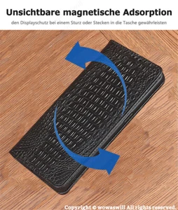 Dünn Echt Leder Klapphülle Unsichtbar Magnet Ständer Case Handytasche für Google - Picture 1 of 17