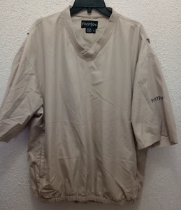 Footjoy Windbreaker Shirt Tan Short Sleeve Pullover Elastic Waist V-Neck Men XL - Foto 1 di 6