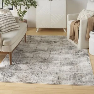 Nourison Eco-Friendly Modern Ivory Multicolor 5'3" x 7'3" Area Rug, Easy - Picture 1 of 9