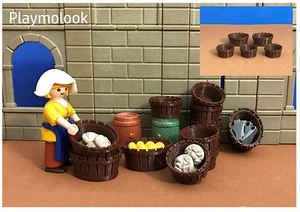 5 CESTOS IMPRESOS PLASTICO CUSTOM OESTE MEDIEVAL FIGURA PLAYMOBIL NO INCLUIDA - Imagen 1 de 2