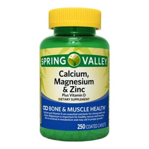 Spring Valley Calcium Magnesium Zinc with D3 – 250ct Coated Caplets - Picture 1 of 6