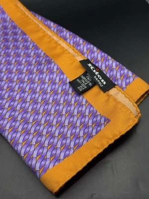 Kiton Napoli Silk Pocket Square 15x15 Orange Purple Geometric Italy Luxury - Image 1 of 4