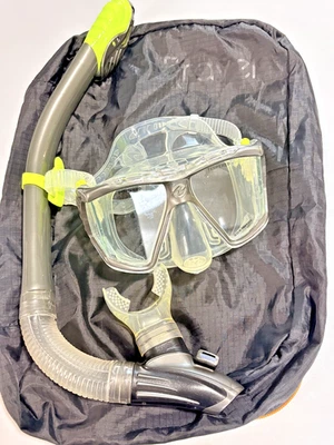 Máscara de buceo profesional Aqua Lung Teknika + EE. UU. Juego de snorkel Divers Dry-Top con bolsa Foto 1 de 4