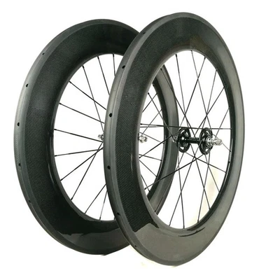 Carbon Fixed Gear Track Bike Wheelset 700C Depth 88mm Width 23mm Tubular - Image 1 of 4