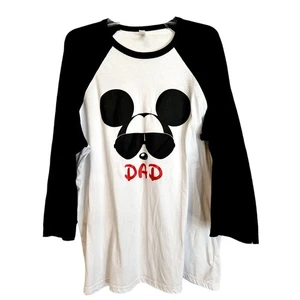 Canvas MICKEY MOUSE T-SHIRT "DAD" White Black 3/4 Sleeves - Size XXL - Picture 1 of 6
