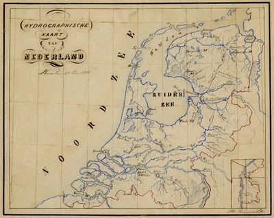 Antique Manuscript Map-TOPOGRAPHY-HYDROGRAPHY-NETHERLANDS-Bommel-1866 - Image 1 of 4