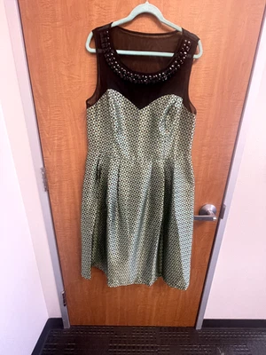 Vestido eShakti 2X/22W Mujer Estilo Patinador Forrado con Escote Malla y Bolsillos Foto 1 de 4