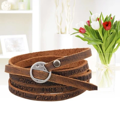 Lederarmband Wickel Vintage Armband Manschette für Kinder Jungen Männer Frauen - Bild 1 von 4