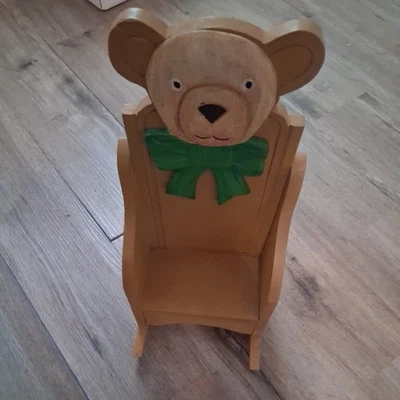 Oso de peluche americano Lenox 💯 año RARA mecedora tallada a mano madera maciza Foto 1 de 4