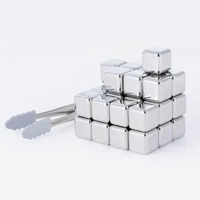 Pedras de uísque aço inoxidável, 32 peças conjunto de cubos de gelo de metal a granel, água reutilizável - Imagem 1 de 4