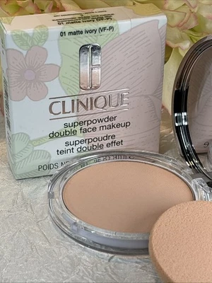 Clinique Superpowder Double Face Makeup ~ 01 Matte Ivory ~ Full Size NIB FreeSh - Image 1 of 2