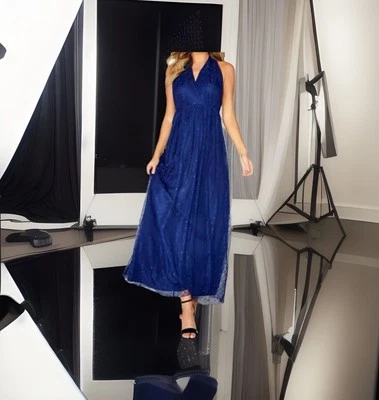 Новый маленькая хозяйка размер 14 темно-синий все над кружева мультиway макси платье - Изображение 1 из 4