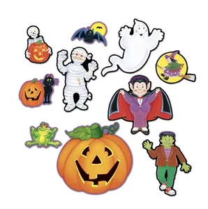 Halloween Cutouts Set Size 5" to 12" Paper 10 Pack Halloween Decorations - Picture 1 of 5
