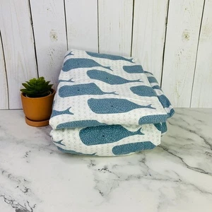 Land of Nod Toddler Blue High Seas Whale Sheet Set Fitted Flat Nautical Nursery - Picture 1 of 5